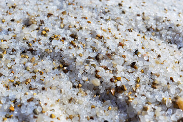 Close up of salt background. Natural salt. Dead Sea salt mineral natural formations. Salt crystals from Dead sea. View of Dead Sea coastline. Texture of Dead sea. Salty seashore rocks