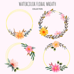 hand drawn set of floral wreath