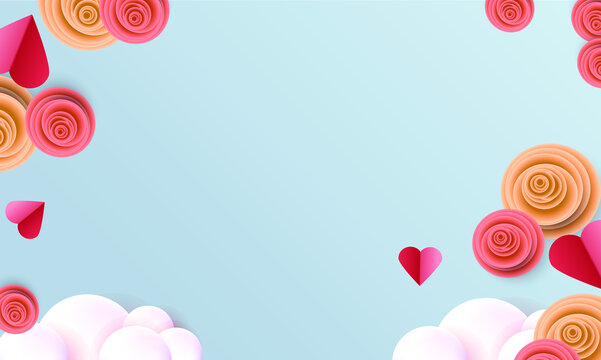 valentine backgrounds heart red sky pink frame banner design concept poster card vector 