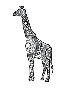 Giraffe with mandala zentangle artwork  