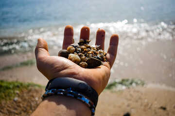Hand and sea