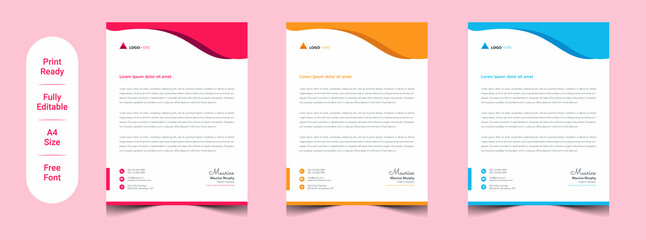Unique Corporate Letterhead design template colors in flat style, letterhead set or bundle vector design