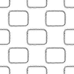 Background with hand drawn frames. Simple black vector seamless pattern.