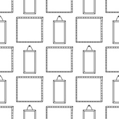 Background with hand drawn frames. Simple black vector seamless pattern.