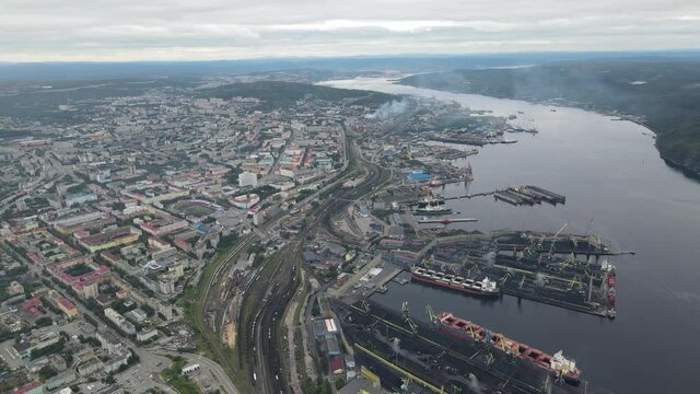 Murmansk from above in summer