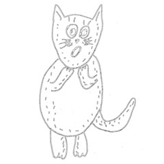 Cat, pet, animal. Surprise, fear, indignation. Coloring page, vector. Hand drawn ink retro illustration sketch black