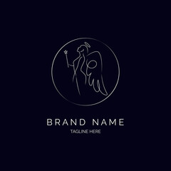 angel cupid wings logo line style design template for brand or company and other