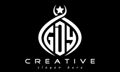 GDY three letters monogram curved oval initial logo design, geometric minimalist modern business shape creative logo, vector template - obrazy, fototapety, plakaty