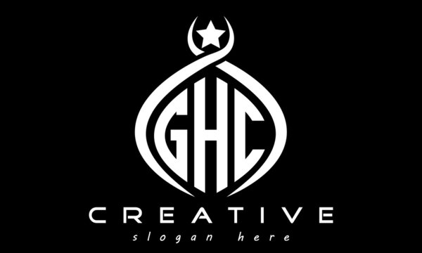 GHC three letters monogram curved oval initial logo design, geometric minimalist modern business shape creative logo, vector template