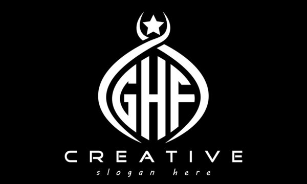 GHF three letters monogram curved oval initial logo design, geometric minimalist modern business shape creative logo, vector template