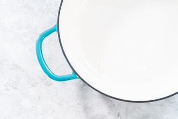 Cleaning cast iron blue enameled braiser