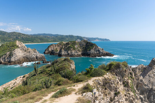 Mountains in the sea, beautiful landscape in Maruata Mexico