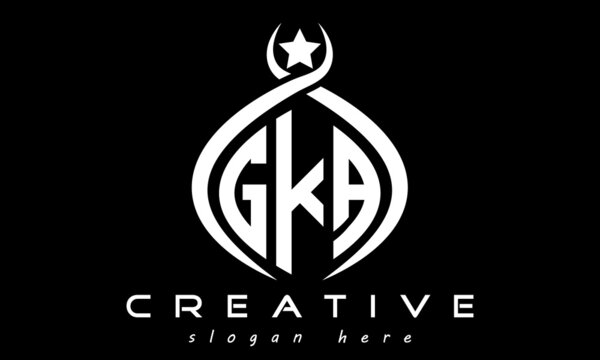 GKA three letters monogram curved oval initial logo design, geometric minimalist modern business shape creative logo, vector template