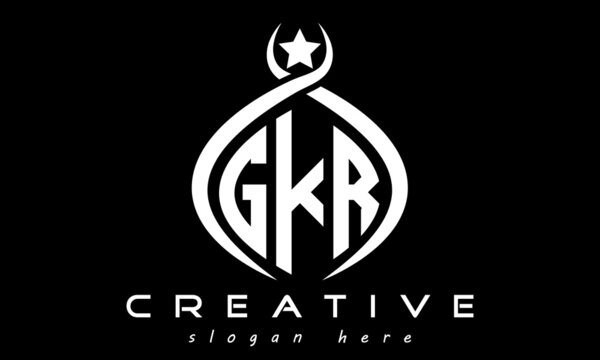 GKR three letters monogram curved oval initial logo design, geometric minimalist modern business shape creative logo, vector template