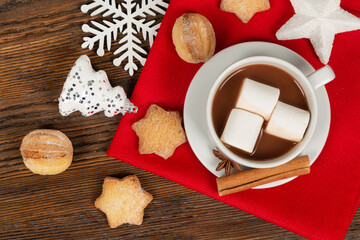 Hot cocoa drink with marshmallow