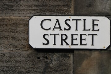 street name sign for castle street in edinburgh scotland