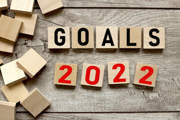 Goals 2022. text on wood blocks. on wood background