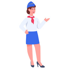 Flat design icon of air hostess