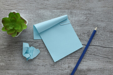 message, memo or action plan concept. Paper notes with space to copy your work or new idea....