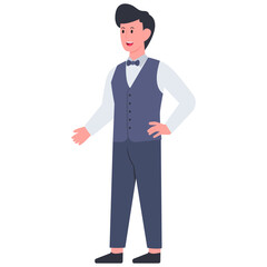 Waiter character, editable vector