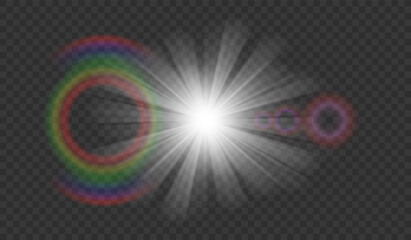 Vector illustration. Transparent sunlight special lens flare light effect.