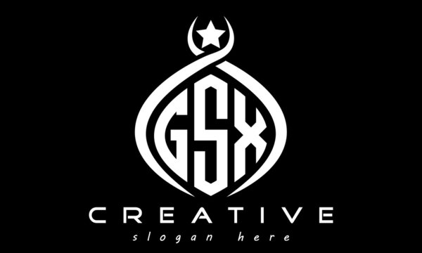 GSX three letters monogram curved oval initial logo design, geometric minimalist modern business shape creative logo, vector template