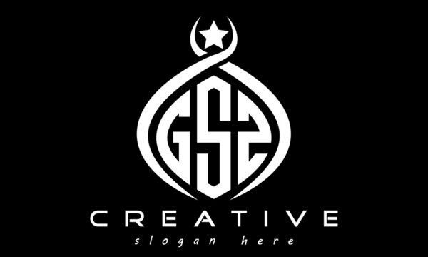 GSZ three letters monogram curved oval initial logo design, geometric minimalist modern business shape creative logo, vector template