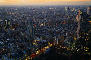 夕闇が覆う東京