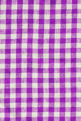 Magenta Print Scottish Square Cloth. Gingham Pattern Tartan Checked Plaids. Pastel Backgrounds For Tablecloths, Dresses, Skirts, Napkins, Textile Design. Breakfast Natural Linen Country Plaid Tartan