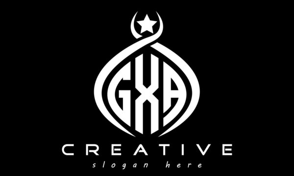 GXA three letters monogram curved oval initial logo design, geometric minimalist modern business shape creative logo, vector template