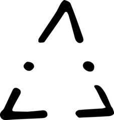 Unique hand-shaped triangles for logo design. Isolated vector illustration on white
 background.