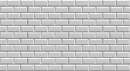 Subway tile background. Grey brick wall pattern for kitchen and bathroom. Vector illustration.