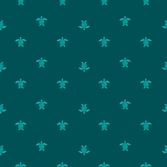 Seamless pattern sea turtles. Cute marine turtle in doodle style.