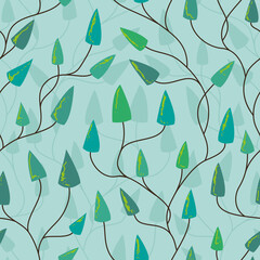 Seamless background fabulous plant, weaving ivy with triangular leaves.