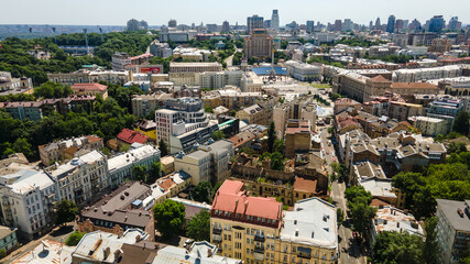 Fototapeta premium Kiev the capital of Ukraine from a bird's eye view shooting with a drone summer