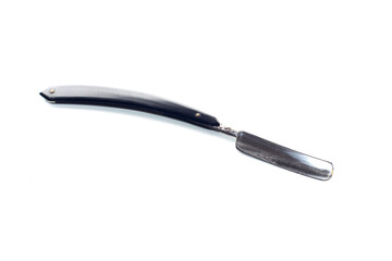 open dangerous razor, old, on a white background