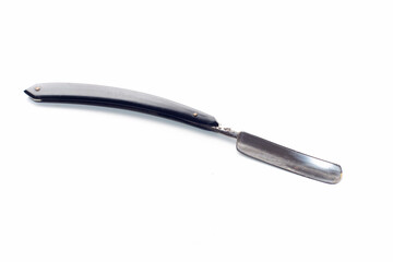 open dangerous razor, old, on a white background