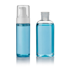 Set of color plastic containers for cosmetics and body care products