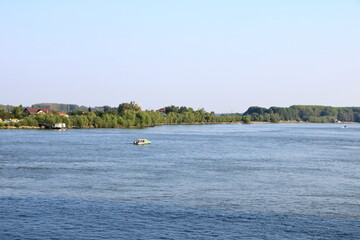 Fototapeta na wymiar Boat for tourists in the Danube Delta in Romania