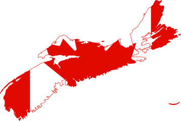 Flat vector administrative flag map of the Canadian province of NOVA SCOTIA combined with official flag of CANADA
