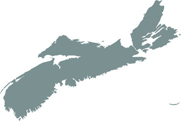 Gray flat blank vector administrative map of the Canadian province of NOVA SCOTIA, CANADA