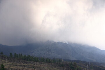 view to the Cumbre Vieja volcano in La Palma, Canary Islands, Spain