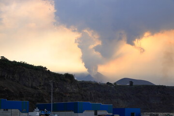 view to the Cumbre Vieja volcano in Tazacorte, La Palma, Canary Islands, Spain