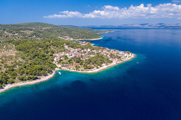 Stomorska summer drone panorama on Šolta island in Dalmatia - Croata