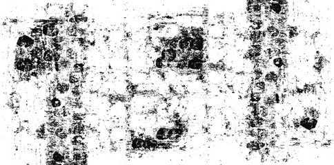 Monochrome texture composed of irregular graphic elements. Distressed uneven grunge background. Abstract vector illustration. Overlay for interesting effect and depth. Isolated on white background.