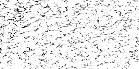 Monochrome texture composed of irregular graphic elements. Distressed uneven grunge background. Abstract vector illustration. Overlay for interesting effect and depth. Isolated on white background.