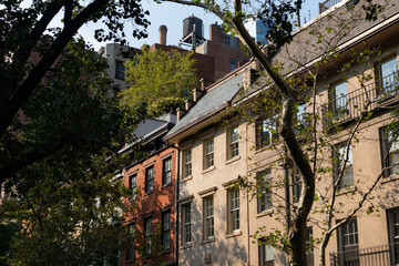 Row of Beautiful Old Homes in Greenwich Village of New York City