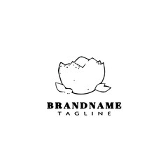 broken egg logo cartoon design template icon black isolated vector
