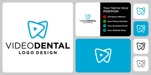 Video dental logo design with business card template.