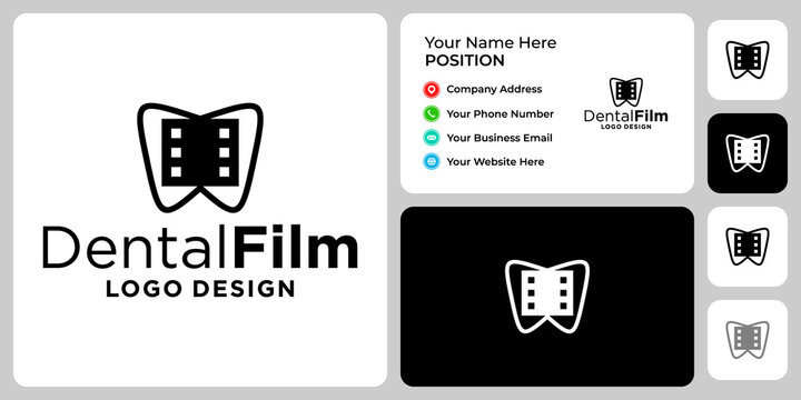 Dental film logo design with business card template.